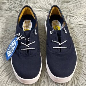 Hey Dude Blue Sneakers with Canvas Upper and Rubber Soles